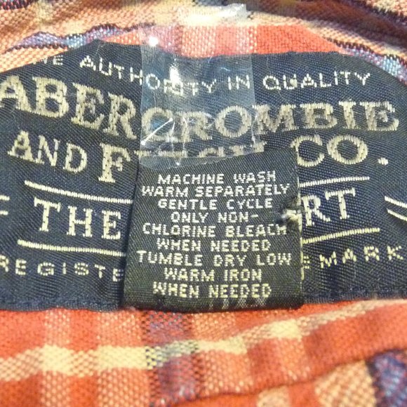 Abercrombie & Fitch The Big Shirt Mens Size Large Red & Blue Plaid 100% Cotton - Picture 8 of 9